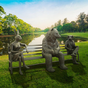 The Marsican Brown Bear Bench of Friendship (Bronze Sculpture)