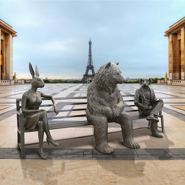 The Marsican Brown Bear Bench of Friendship (Bronze Sculpture)