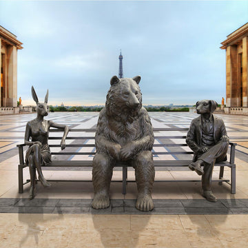 The Marsican Brown Bear Bench of Friendship (Bronze Sculpture)