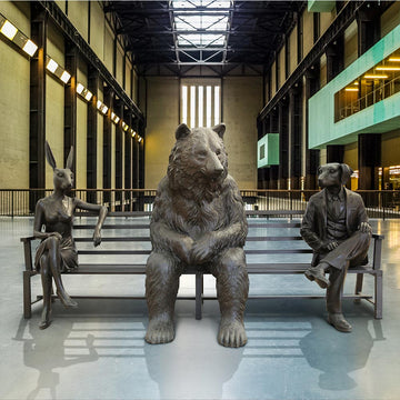 The Marsican Brown Bear Bench of Friendship (Bronze Sculpture)