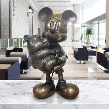 Mickey Loves Pandas (Bronze Sculpture, Miniature Collection)