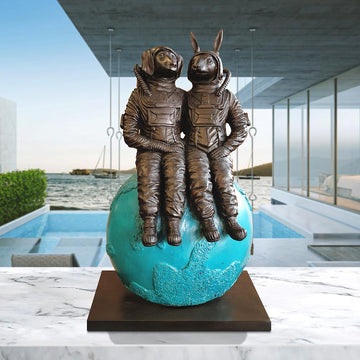 They Loved Each Other to the Moon and Back (Bronze Sculpture)
