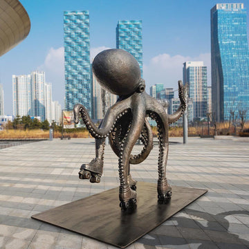 The Octopus Races on Rollers Skates (Bronze Sculpture)