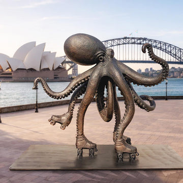 The Octopus Races on Rollers Skates (Bronze Sculpture)