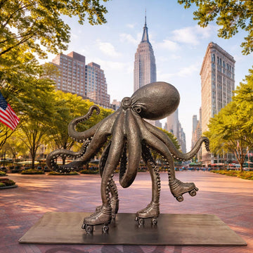The Octopus Races on Rollers Skates (Bronze Sculpture)