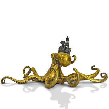 Golden Octopus with Friends (Bronze Sculpture, Miniature Collection)