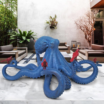 Octopus with Bird Friends (Bronze Sculpture)