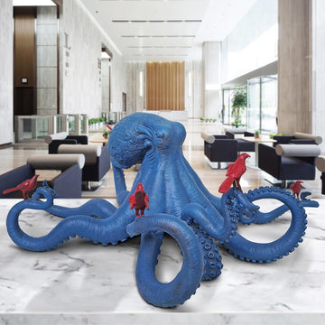 Octopus with Bird Friends (Bronze Sculpture)