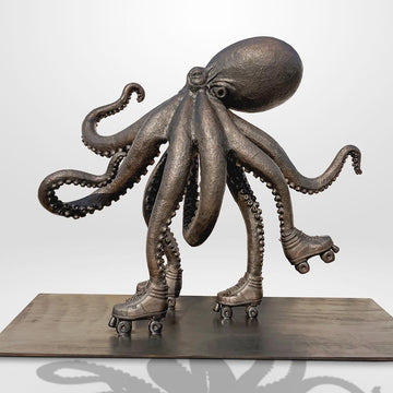 The Octopus Races on Rollers Skates (Bronze Sculpture)