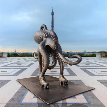 The Octopus Races on Rollers Skates (Bronze Sculpture)