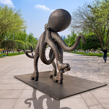 The Octopus Races on Rollers Skates (Bronze Sculpture)