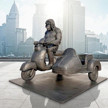 Tapanuli Orangutan Races in the Vespa Side Car (Bronze Sculpture)