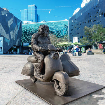Tapanuli Orangutan Races in the Vespa Side Car (Bronze Sculpture)