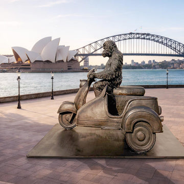 Tapanuli Orangutan Races in the Vespa Side Car (Bronze Sculpture)