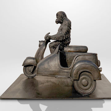Tapanuli Orangutan Races in the Vespa Side Car (Bronze Sculpture)