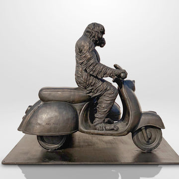 Tapanuli Orangutan Races in the Vespa Side Car (Bronze Sculpture)