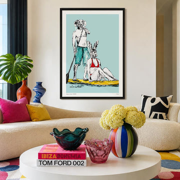 He Was Paddling Fast to the Secluded Beach Because He Couldn’t Wait to Kiss Her (Print)