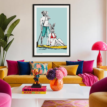 He Was Paddling Fast to the Secluded Beach Because He Couldn’t Wait to Kiss Her (Print)