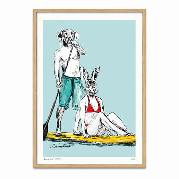 He Was Paddling Fast to the Secluded Beach Because He Couldn’t Wait to Kiss Her (Print)
