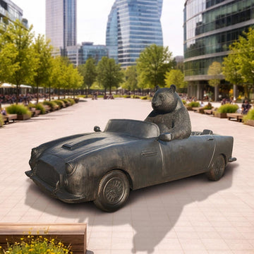 The Giant Panda Races in the Convertible (Bronze Sculpture)