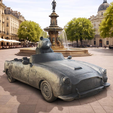 The Giant Panda Races in the Convertible (Bronze Sculpture)