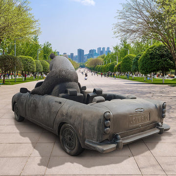 The Giant Panda Races in the Convertible (Bronze Sculpture)