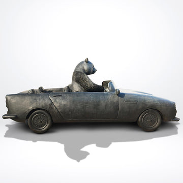The Giant Panda Races in the Convertible (Bronze Sculpture)