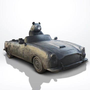 The Giant Panda Races in the Convertible (Bronze Sculpture)
