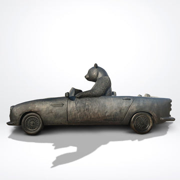 The Giant Panda Races in the Convertible (Bronze Sculpture)