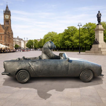 The Giant Panda Races in the Convertible (Bronze Sculpture)