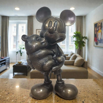 Mickey Loves Pandas (Bronze Sculpture, Miniature Collection)
