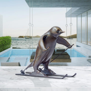 The Downhill Penguin (Bronze Sculpture, Miniature Collection)