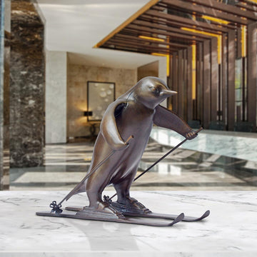 The Downhill Penguin (Bronze Sculpture, Miniature Collection)