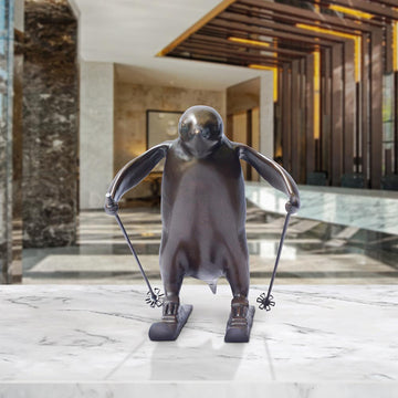 The Downhill Penguin (Bronze Sculpture, Miniature Collection)