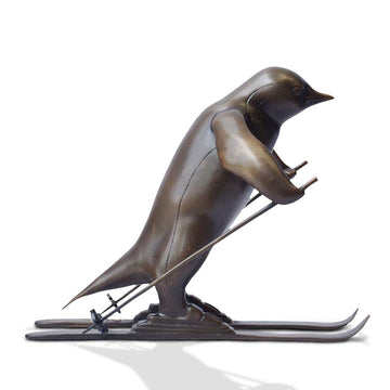 The Downhill Penguin (Bronze Sculpture, Miniature Collection)