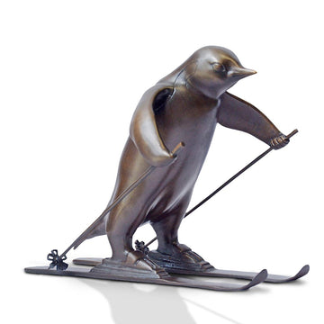 The Downhill Penguin (Bronze Sculpture, Miniature Collection)