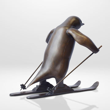 The Downhill Penguin (Bronze Sculpture, Miniature Collection)