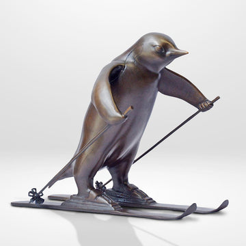 The Downhill Penguin (Bronze Sculpture, Miniature Collection)