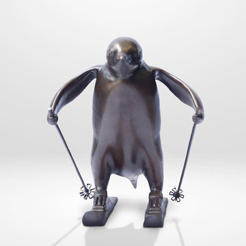 The Downhill Penguin (Bronze Sculpture, Miniature Collection)