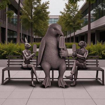 The Penguin Bench of Friendship (Bronze Sculpture)