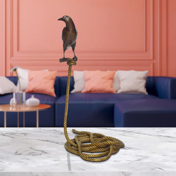 Piper, the Magpie on Short Rope (Bronze Sculpture)