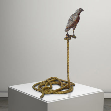 Piper, the Magpie on Short Rope (Bronze Sculpture)