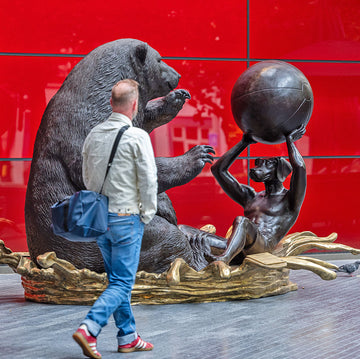 The Polar Bear and Dogman Wanted Everyone to Stay Cool (Bronze Sculpture)