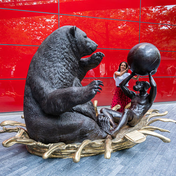 The Polar Bear and Dogman Wanted Everyone to Stay Cool (Bronze Sculpture)
