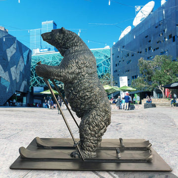 The Polar Bear Races on Skis (Bronze Sculpture)