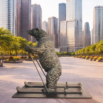The Polar Bear Races on Skis (Bronze Sculpture)