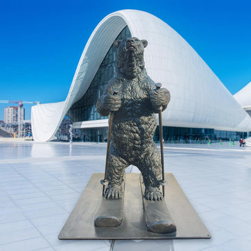 The Polar Bear Races on Skis (Bronze Sculpture)