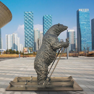 The Polar Bear Races on Skis (Bronze Sculpture)