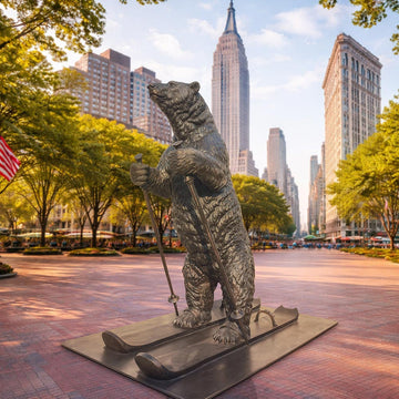 The Polar Bear Races on Skis (Bronze Sculpture)