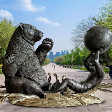 The Polar Bear and Dogman Wanted Everyone to Stay Cool (Bronze Sculpture)